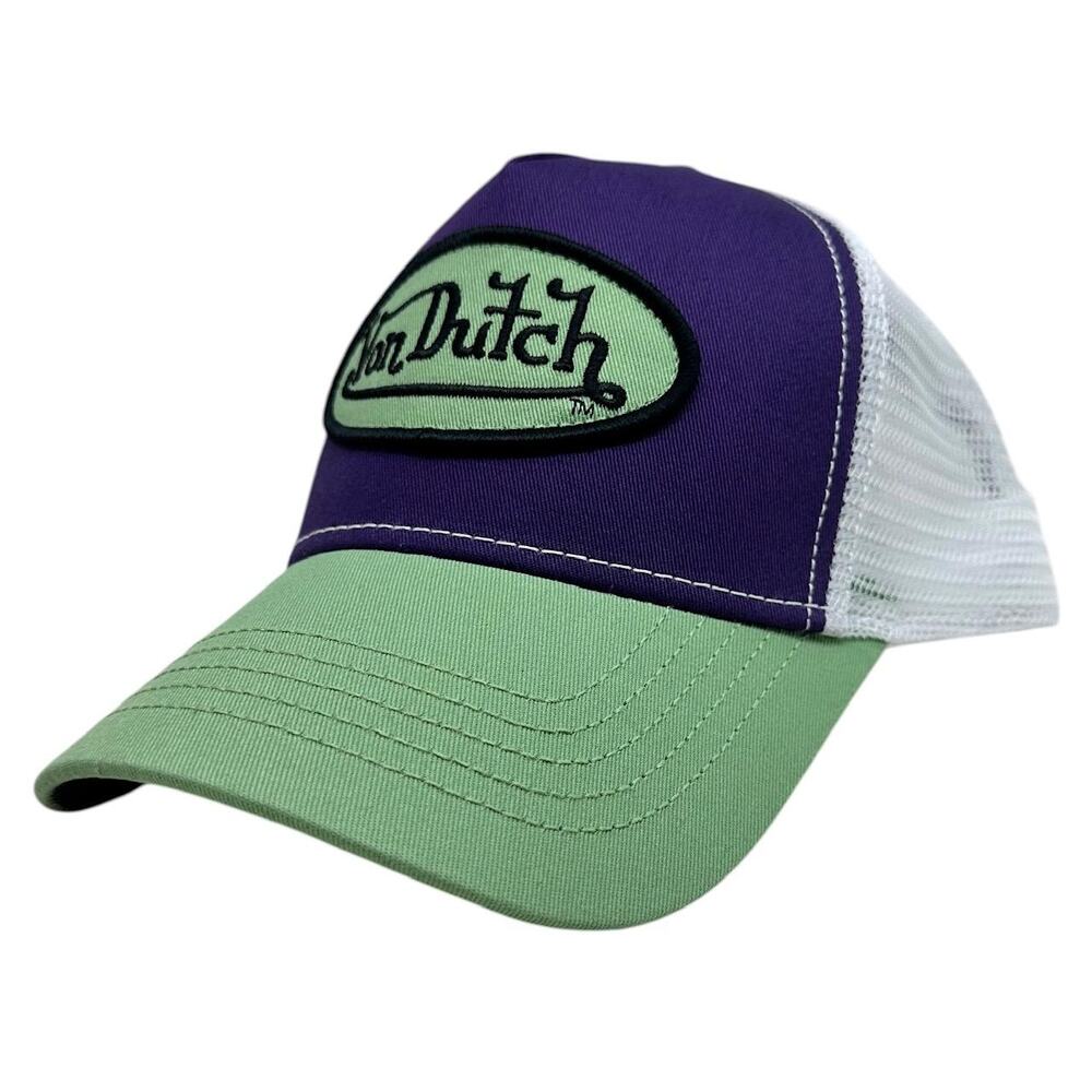 Von Dutch Trucker Hat Dark Magenta Embroidered Patch Snapback Cap